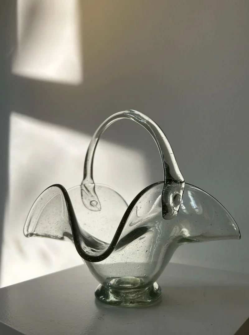 70's Vintage Glass Basket