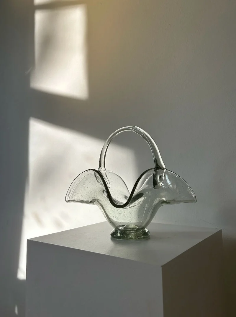 70's Vintage Glass Basket