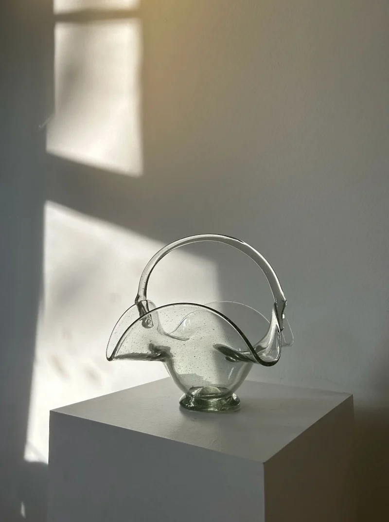 70's Vintage Glass Basket