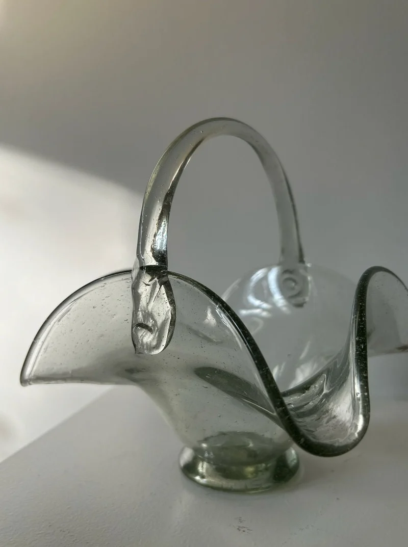 70's Vintage Glass Basket