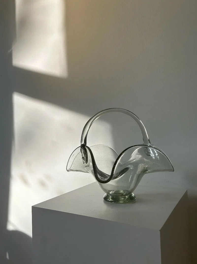 70's Vintage Glass Basket