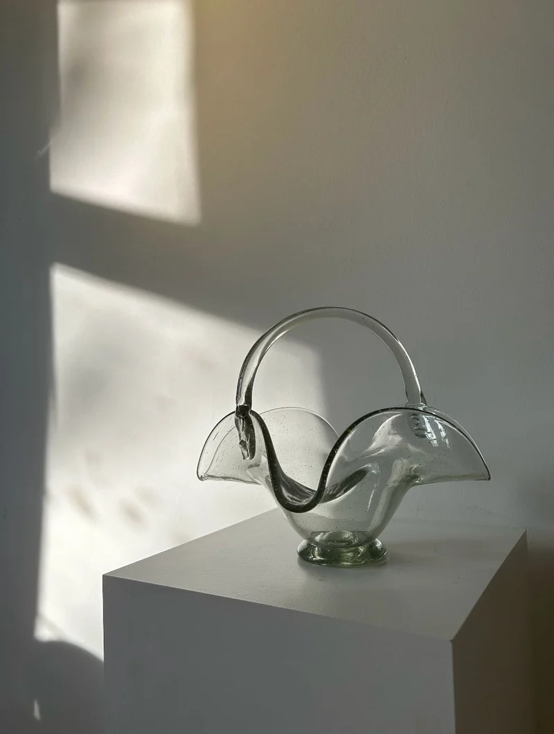 70's Vintage Glass Basket
