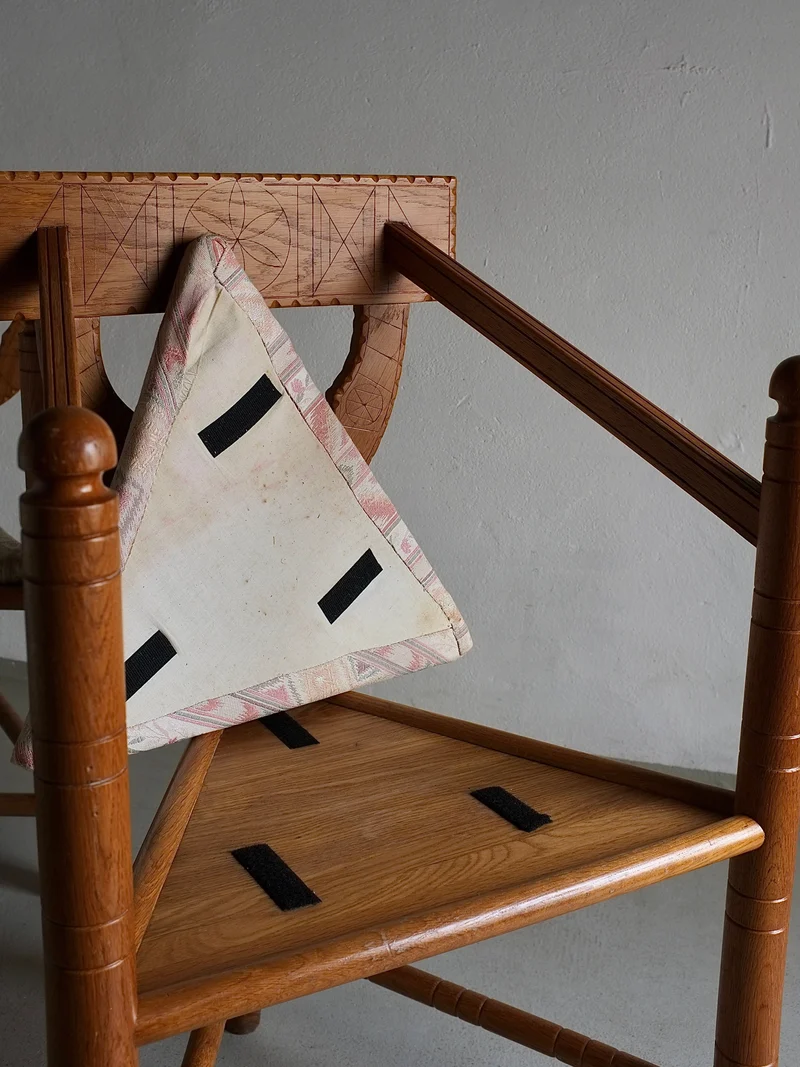 Rustic Carved Oak Corner Chair | Sweden | 1950s