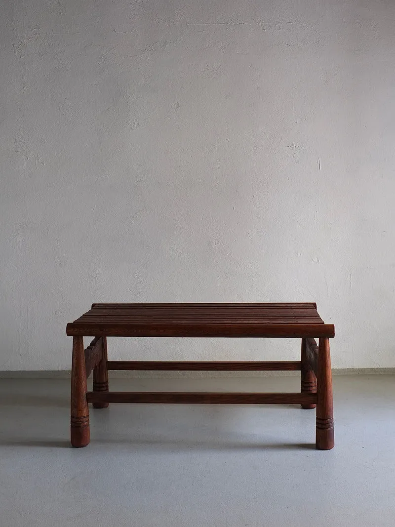 Carved Dark Oak Bench | France | 1960s