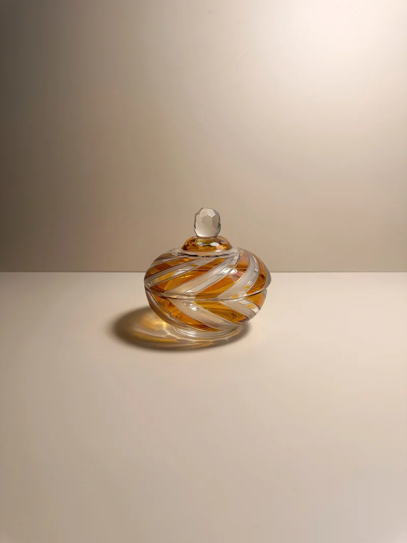 1970s Hand-Painted Crystal Bonbonnière