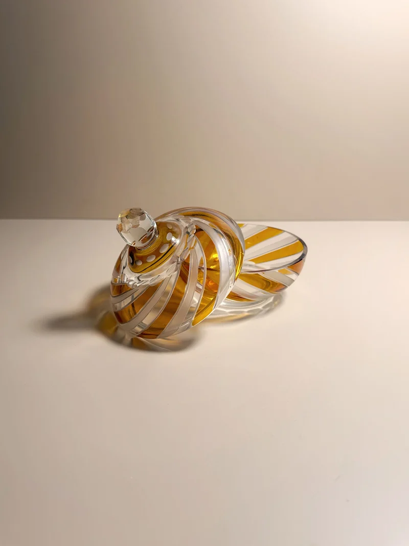 1970s Hand-Painted Crystal Bonbonnière