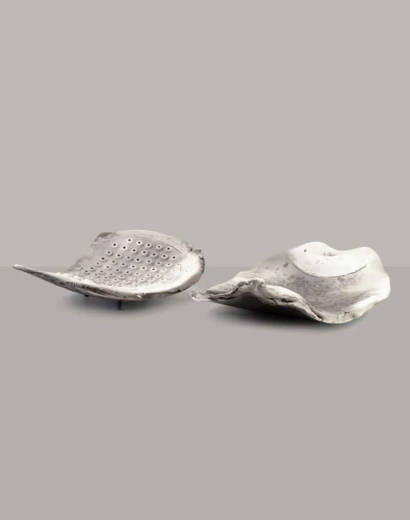Two Freeform Raku Platters, by John Dunn