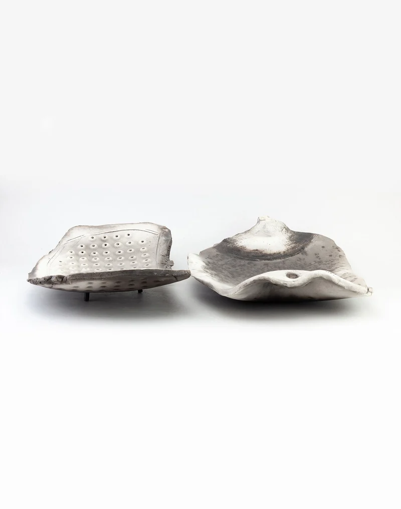 Two Freeform Raku Platters, by John Dunn