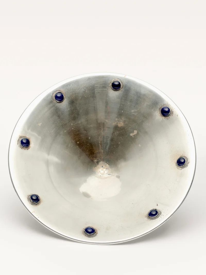 Silver Plated Bowl with Blue Stones