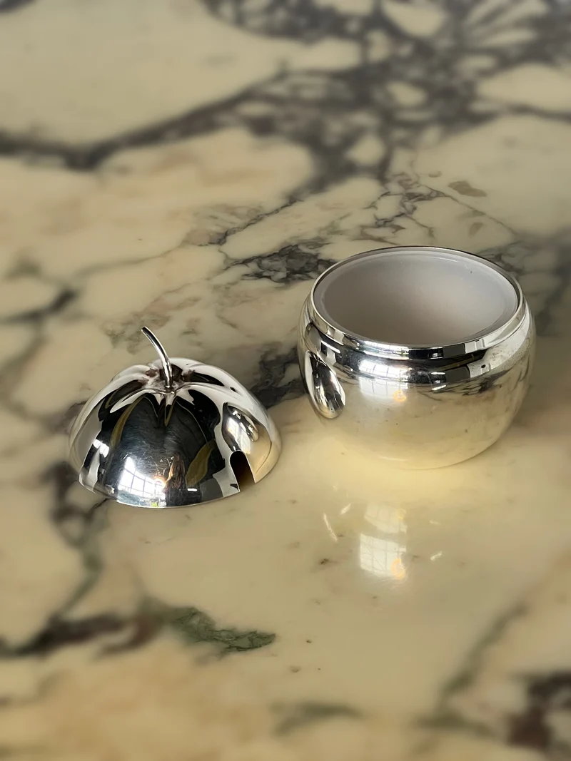 Silver Plated Apple Jam Pot