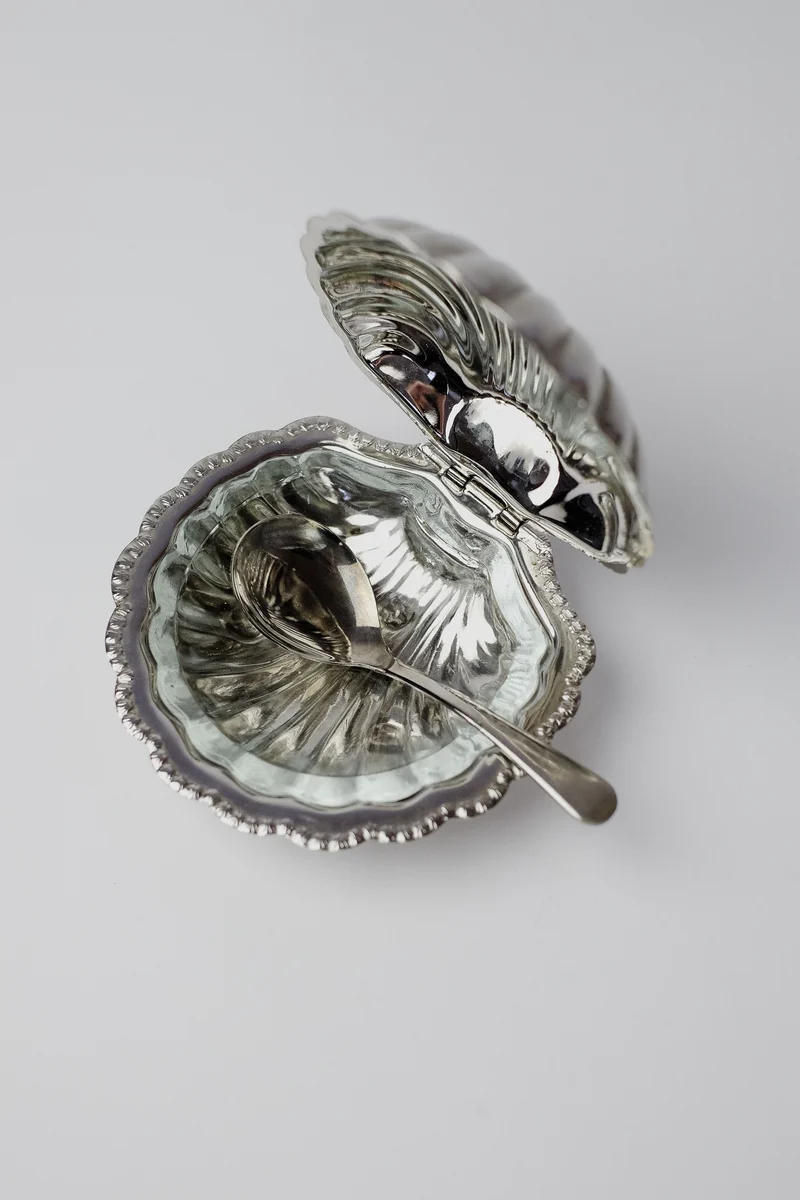 Shell Shaped Butter Dish with Spoon