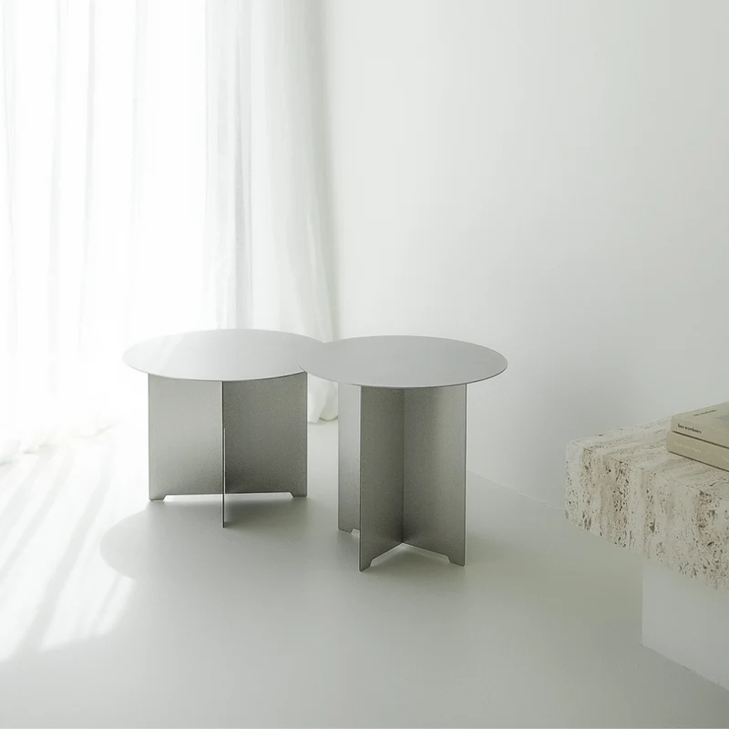 Table basse ronde Golbey - D50 H35 - Acier inoxydable - Grand