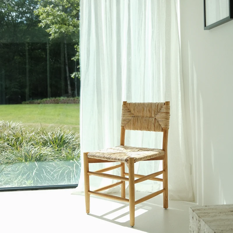 Chaise de salle à manger Mardor - Chêne foncé - Assise tissée en corde