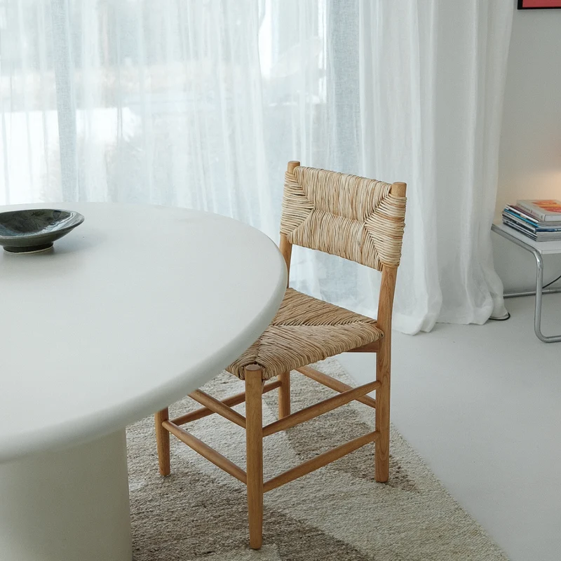 Chaise de salle à manger Mardor - Chêne foncé - Assise tissée en corde