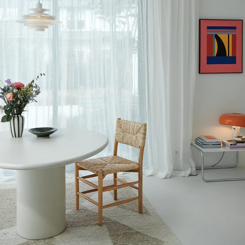 Chaise de salle à manger Mardor - Chêne foncé - Assise tissée en corde