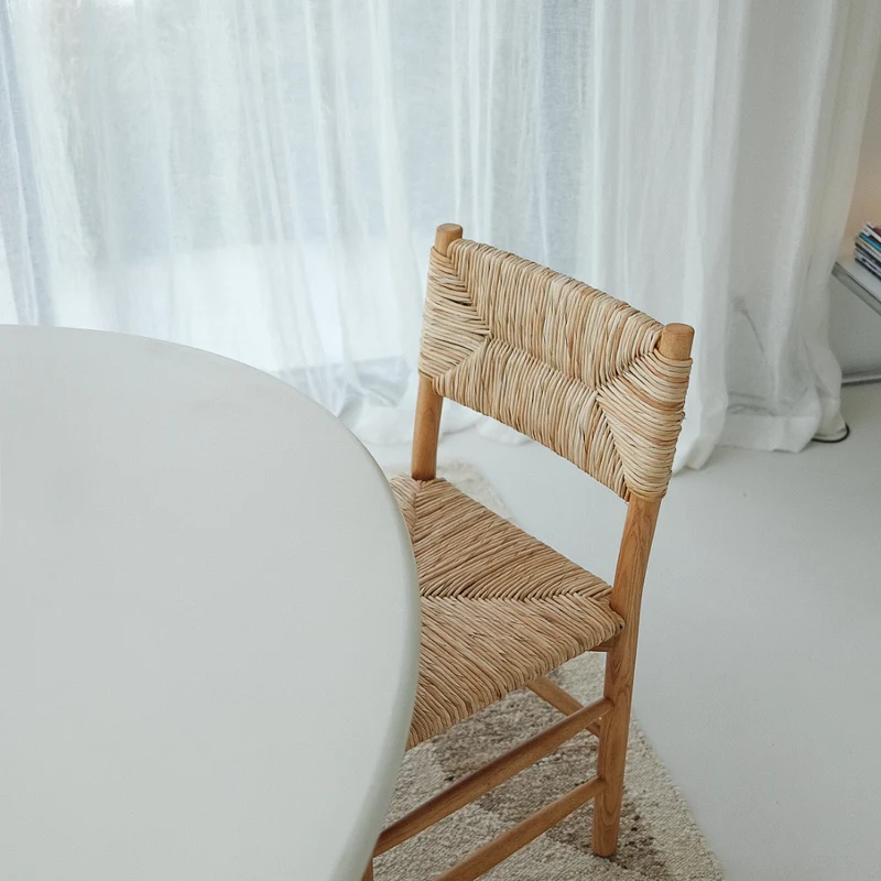 Chaise de salle à manger Mardor - Chêne foncé - Assise tissée en corde