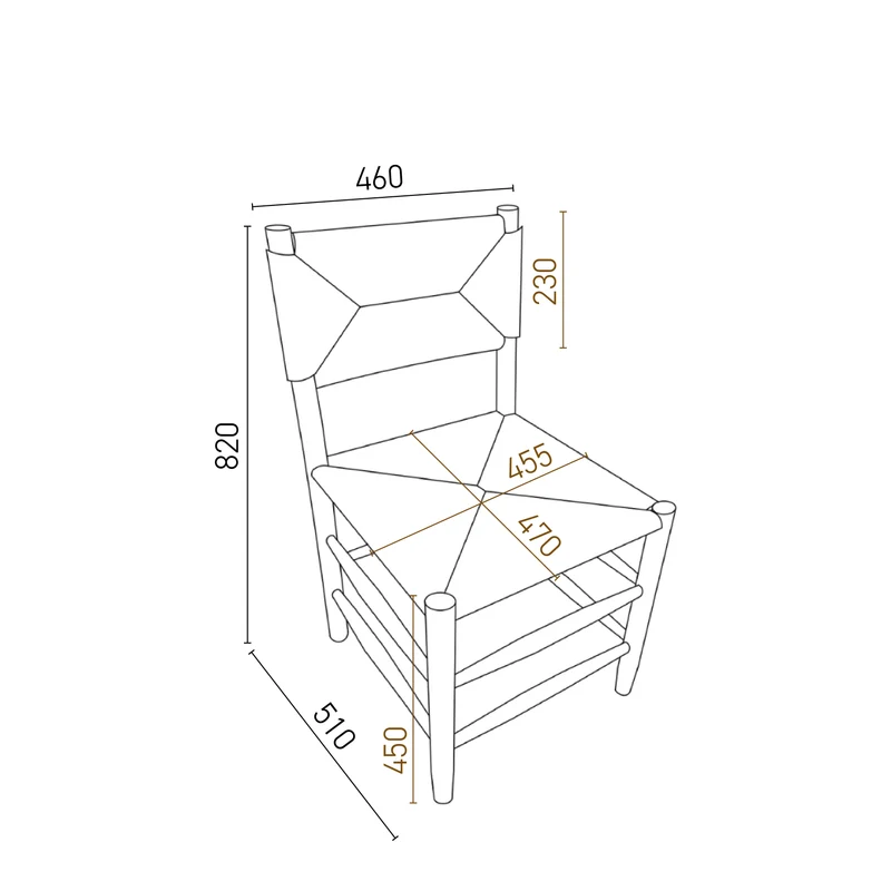 Chaise de salle à manger Mardor - Chêne foncé - Assise tissée en corde
