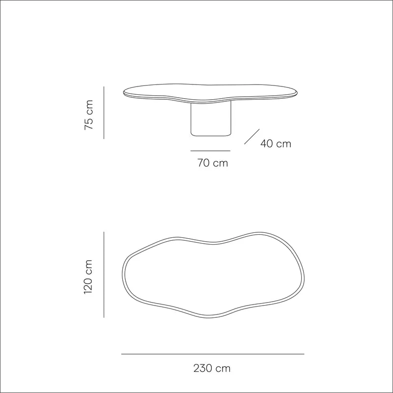 Table de jardin Beige Limoges - 230 cm - Latte - Béton-ciment - Finition structurée