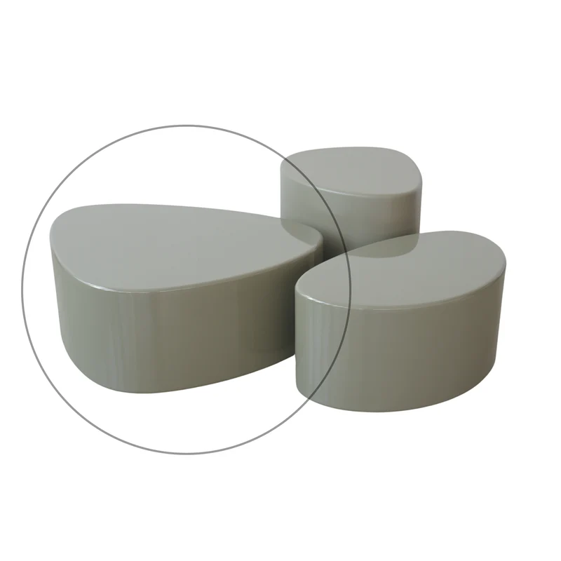 Table basse - Varzy - Grande - StoneSkin vert olive brillant - L75 x P70 x H30 cm