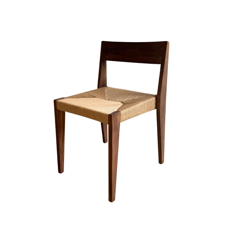Chaise de salle à manger Chantelle - Acacia noyer - Assise en tissage de corde