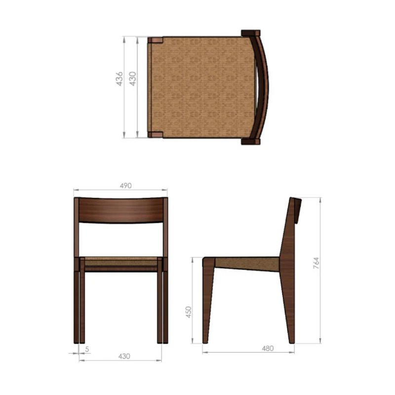 Chaise de salle à manger Chantelle - Chêne foncé - Frêne avec assise tissée