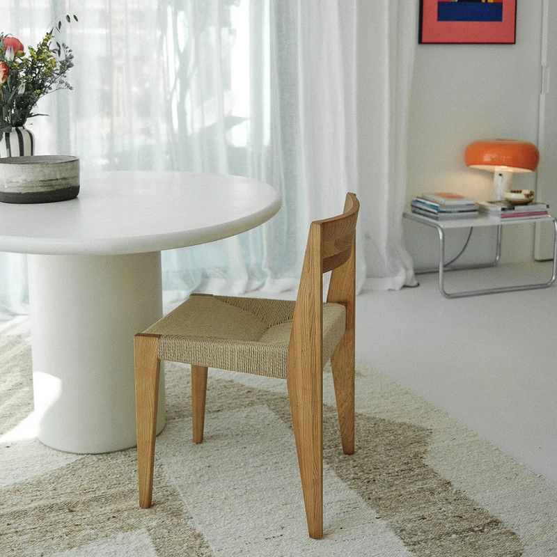 Chaise de salle à manger Chantelle - Chêne foncé - Frêne avec assise tissée