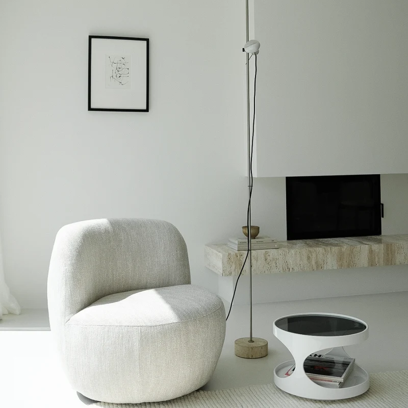 Lucien - fauteuil 1 place - L74 P76 H71 - Disponible en Vert mousse, Bouclé ivoire et Tissage sable