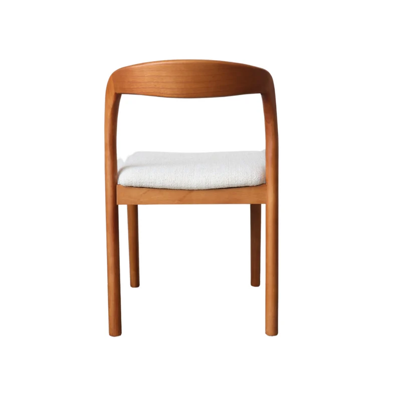 Chaise de salle à manger Chale - H76,5 cm - Noyer clair - Tissage bouclé ivoire
