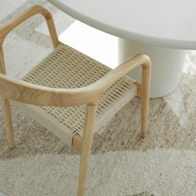 Chaise de salle à manger - Muret - Assise en corde tissée - Chêne