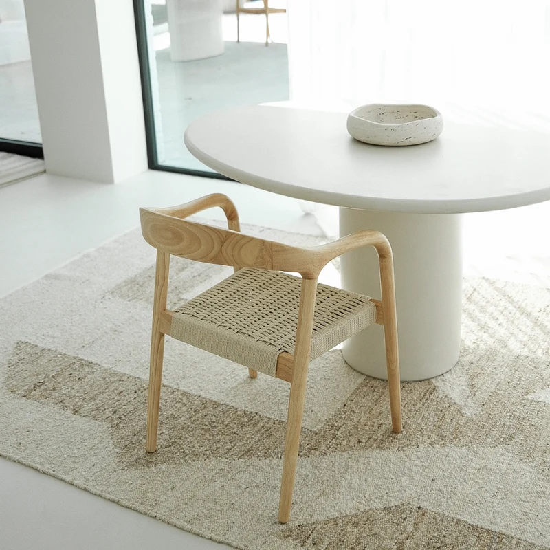 Chaise de salle à manger - Muret - Assise en corde tissée - Chêne