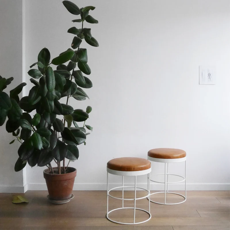 Tabouret Circle Cuir H50cm