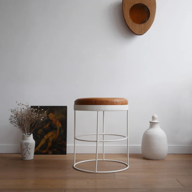 Tabouret Circle Cuir H50cm