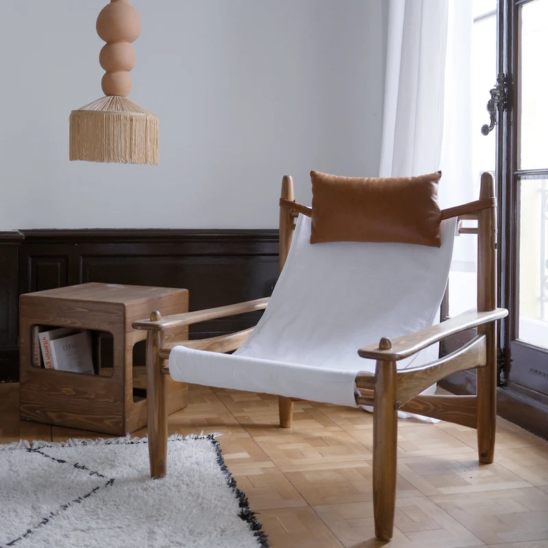 Fauteuil Carlo Coton et Appuie-Tête Cuir