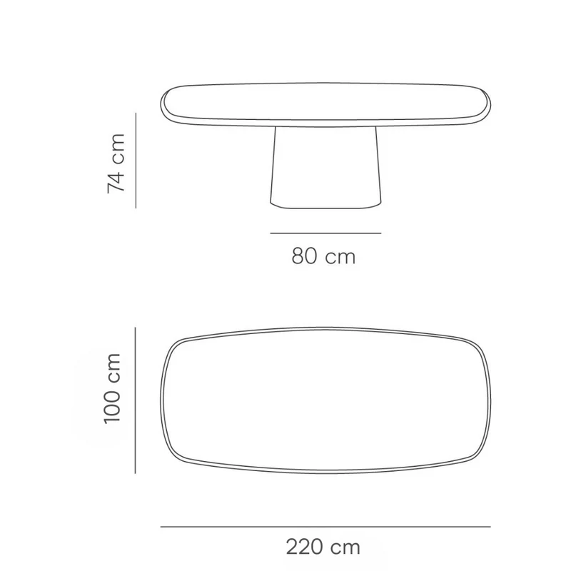 Table à manger rectangulaire Lorient - Pieds en bois fumé - Travertin gris - 240 cm ou 220 cm