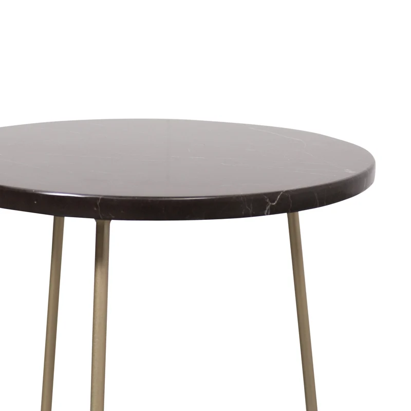 Table d'Appoint à Base Dorée - Juliette - Marbre Noir/Rouge - 35/H50cm