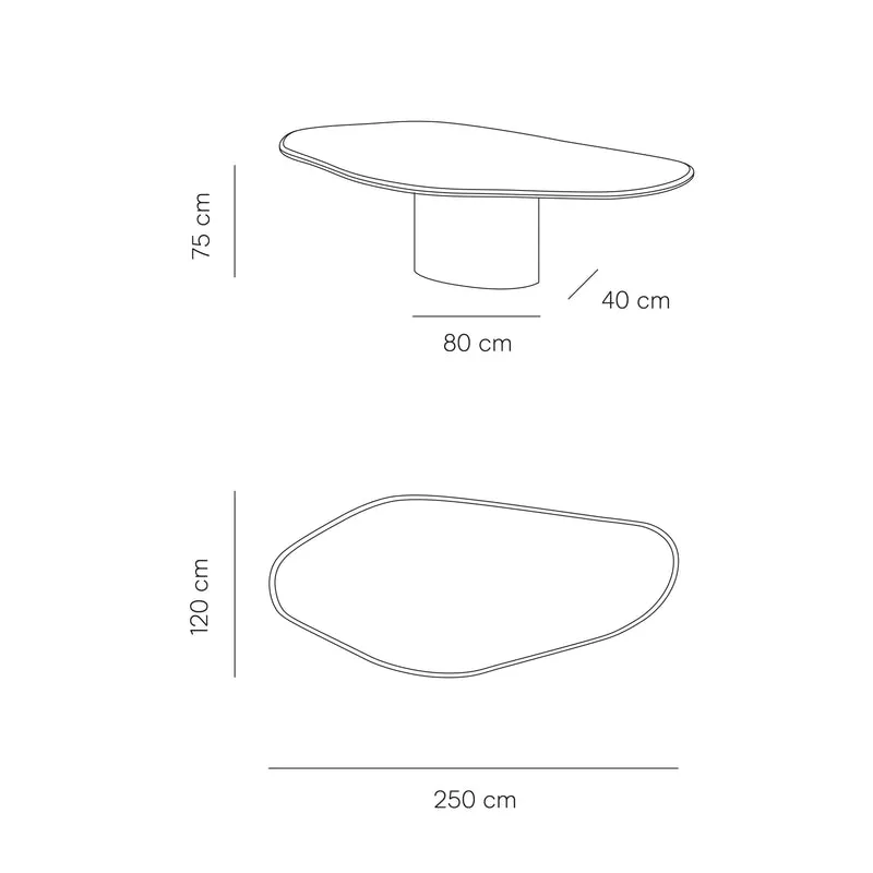 Table à manger organique Strasbourg - 250 cm - Aarde MicroSkin - Finition structurée - Bord rond