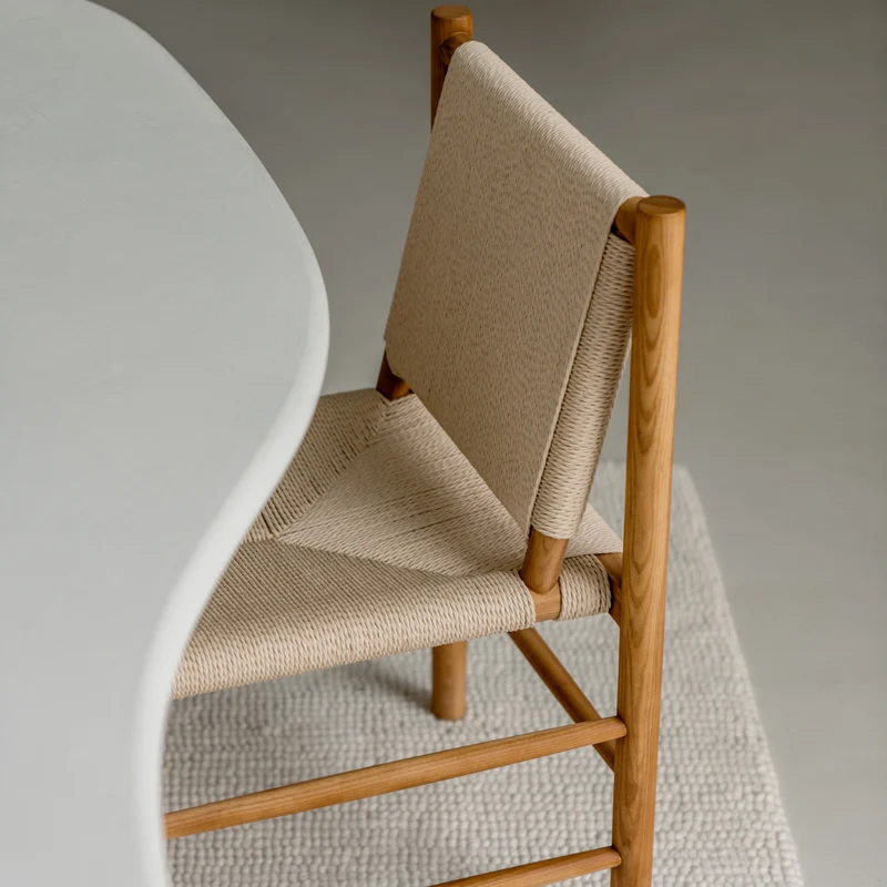 Chaise de salle à manger Charly - Pin Vintage/ Rotin naturel