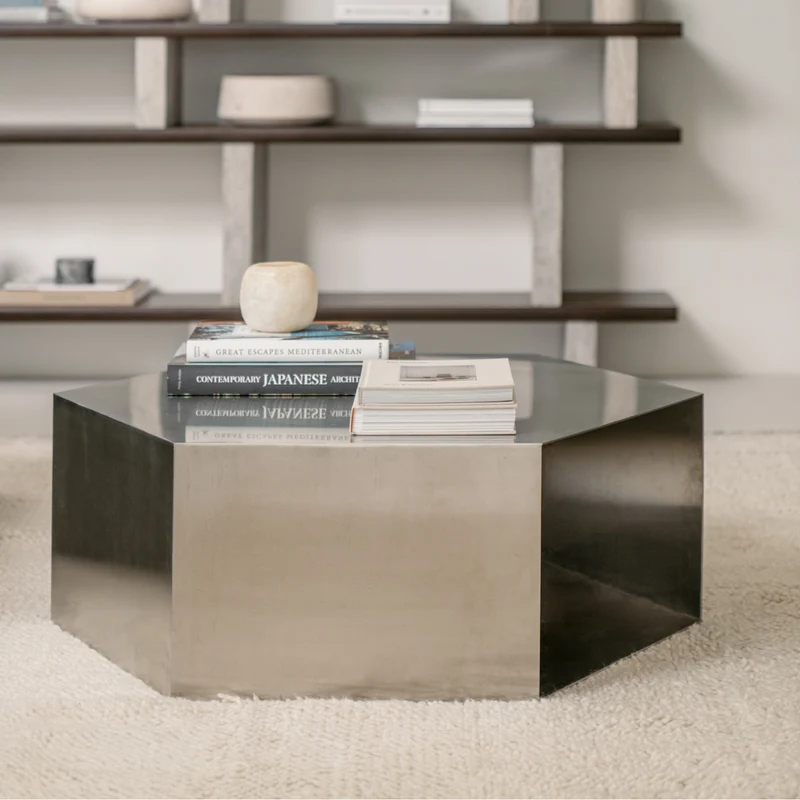 Table basse Benno - L100 P100 H38 - Acier brossé