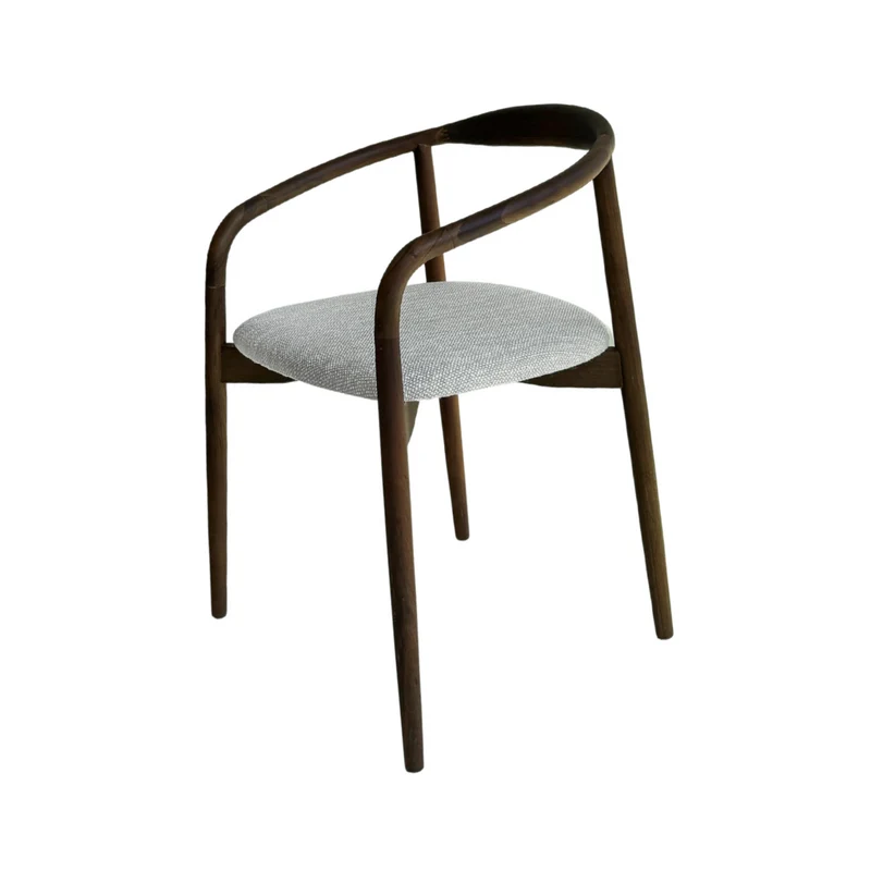 Chaise de salle à manger Ely - assise rectangulaire en tissu - finition acacia noyer