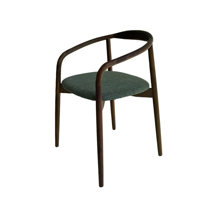 Chaise de salle à manger Ely - assise rectangulaire en tissu - finition acacia noyer