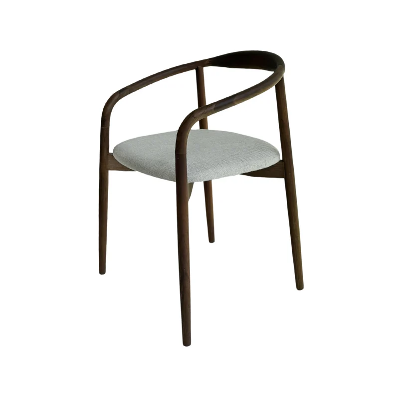 Chaise de salle à manger Ely - assise rectangulaire en tissu - finition acacia noyer
