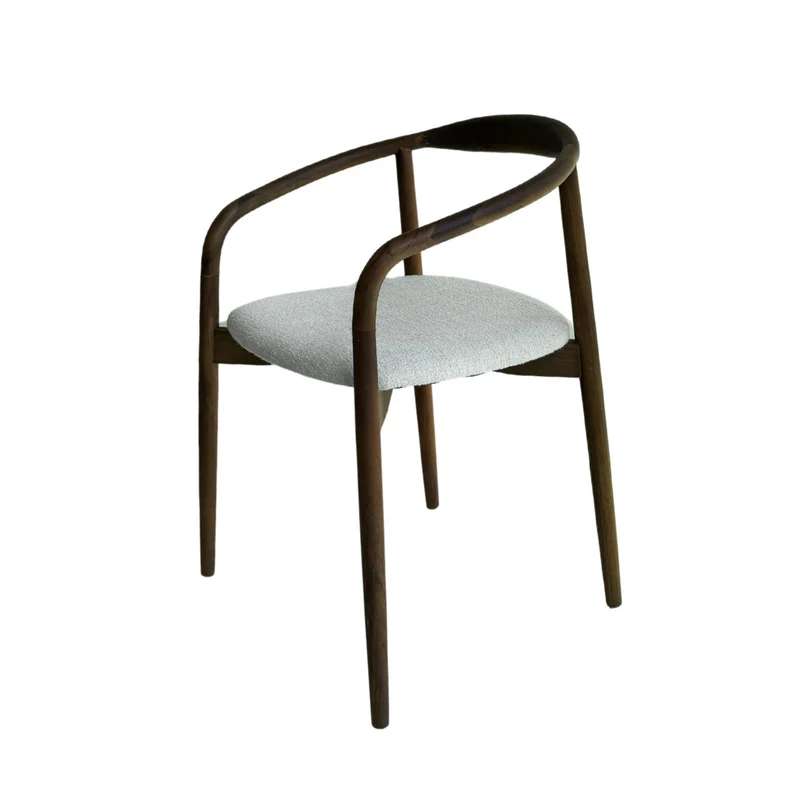 Chaise de salle à manger Ely - assise rectangulaire en tissu - finition acacia noyer