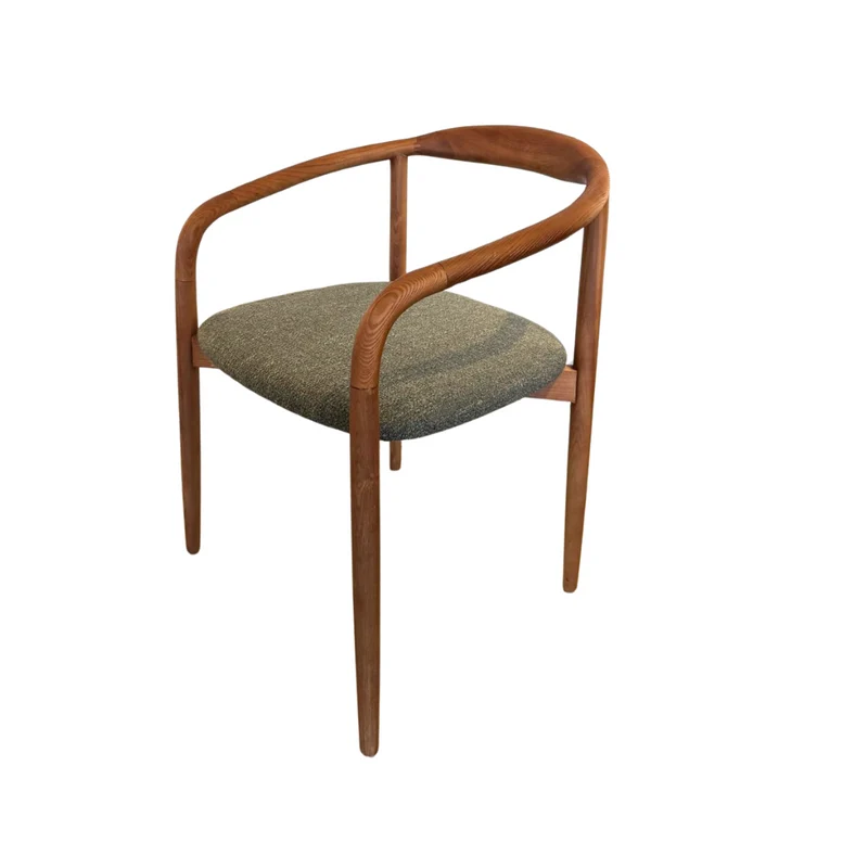 Chaise de salle à manger Ely - Assise rectangulaire en tissu - Noyer clair