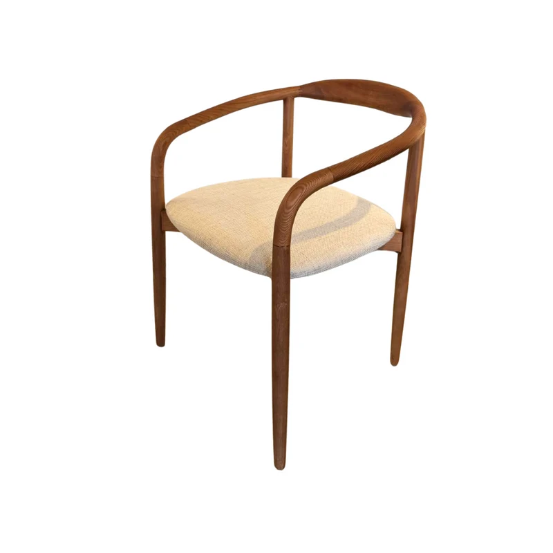 Chaise de salle à manger Ely - Assise rectangulaire en tissu - Noyer clair