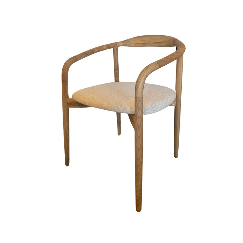 Chaise de salle à manger Ely - Assise rectangulaire en tissu - Chêne