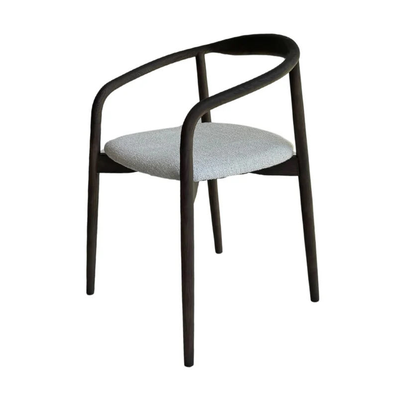 Chaise de salle à manger Ely - Assise rectangulaire en tissu - Smoke - Frêne