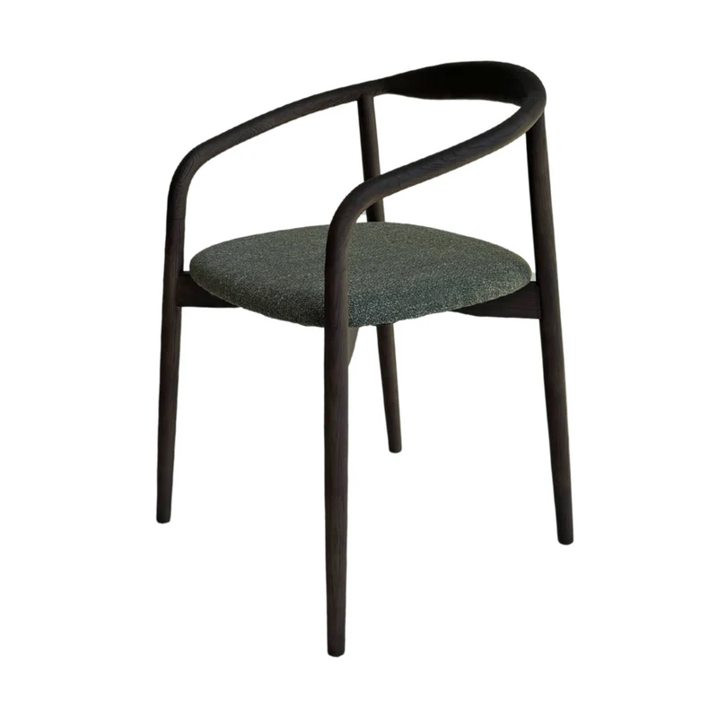 Chaise de salle à manger Ely - Assise rectangulaire en tissu - Smoke - Frêne