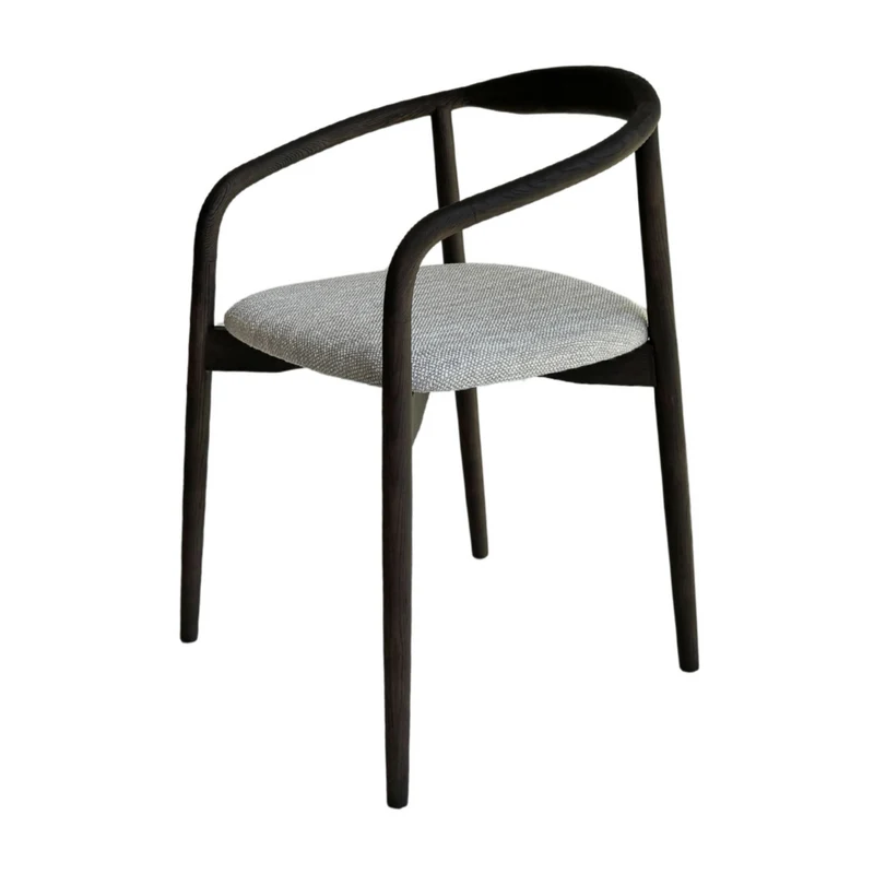 Chaise de salle à manger Ely - Assise rectangulaire en tissu - Smoke - Frêne