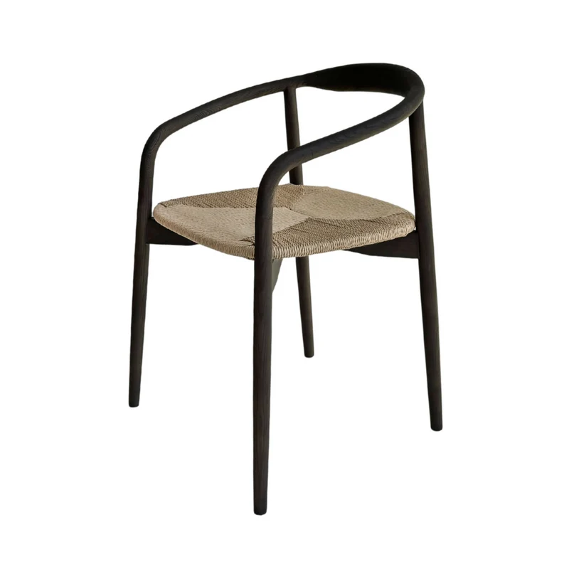 Chaise de salle à manger Ely - Bois fumé - Assise rectangulaire tissée
