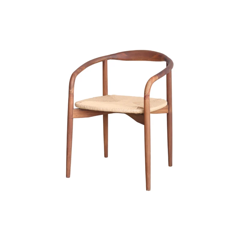 Chaise de salle à manger Ely - Noyer clair - Assise rectangulaire - Assise tressée